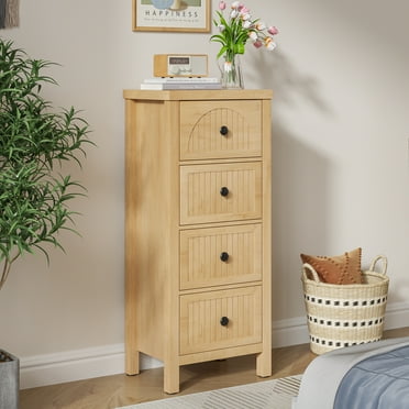 4 Drawer Dresser for Bedroom Tall Chest of Drawers Wood Storage Dresser Organizer Nightstand for Living Room