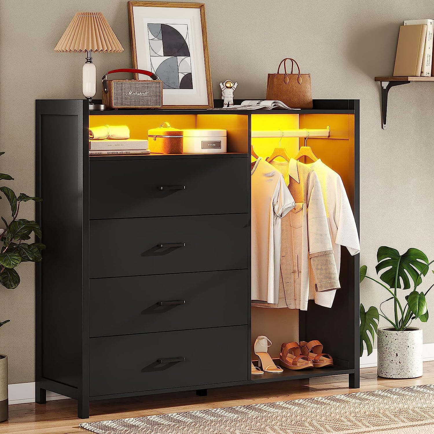 Nordmela chest of drawers with clothes rail outlet