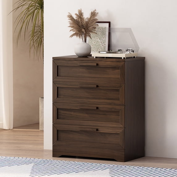 4 Drawer Dresser with Handles, Accent Cabinet for Living Room, Entryway and Hallway, Dark Brown