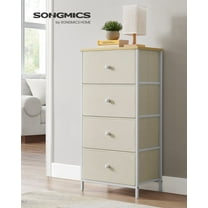 4-Drawer Fabric Dresser, Camel Yellow   Cream White, 11.8"D x 31.5"W x 28"H