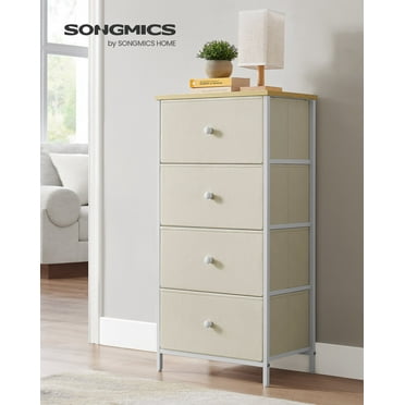 4-Drawer Fabric Dresser, Camel Yellow + Cream White, 11.8"D x 31.5"W x 28"H