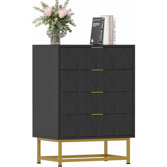 4-Drawer Fabric Dresser Organizer, Compact Storage Chest for Bedroom, Closet, Living Room, Narrow Nightstand or End Table