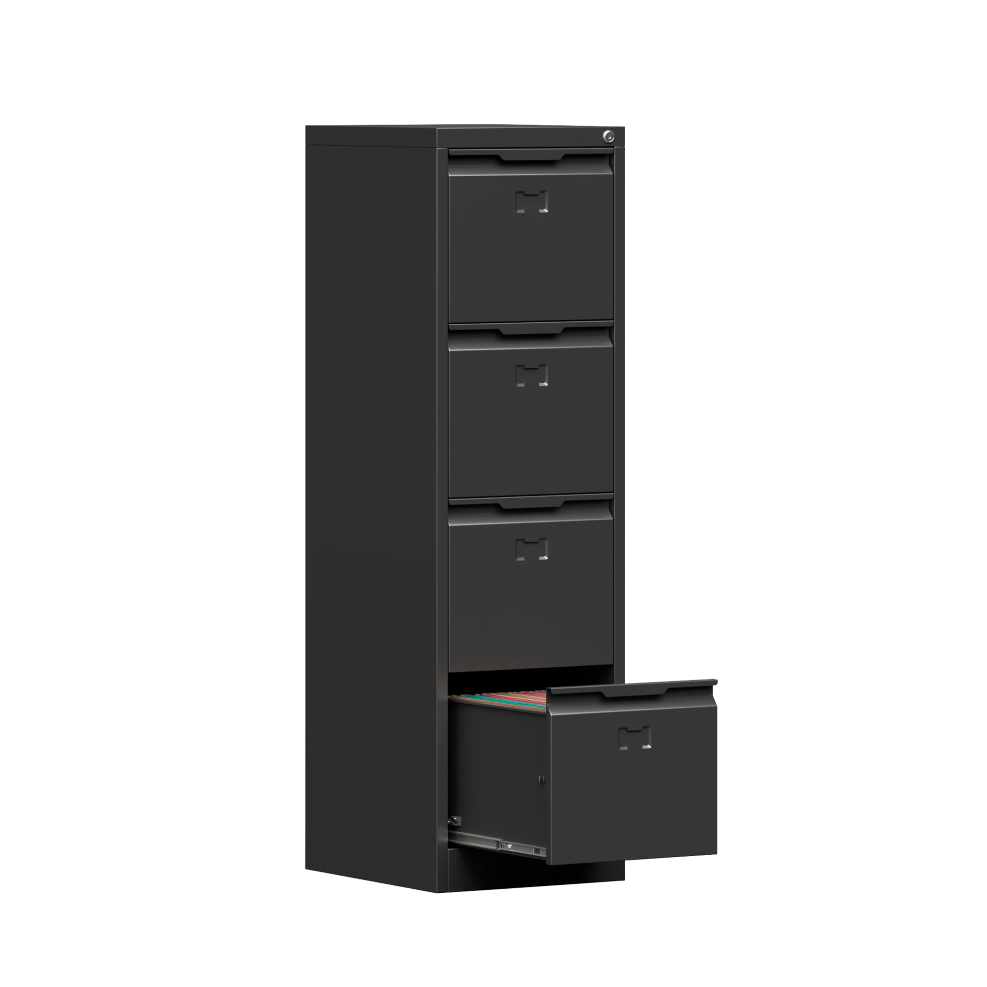 Black Metal 4-Drawer Lockable Vertical File Cabinet