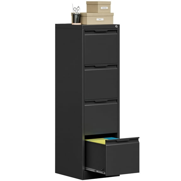 Bestoo 4 Drawer Metal Vertical File Cabinet, 17.8" Deep Filing Cabinet for Home Office, Letter/Legal/A4/F4 Size, Easy Assemble (Black)