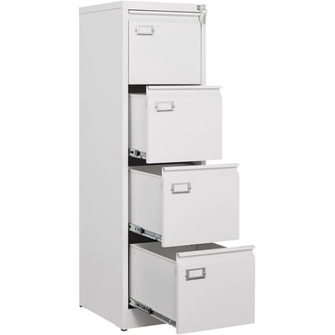 4 Drawer File Cabinet, Filing Cabinets for Home Office, Metal Vertical File Storage Cabinet with Lock, Locking File Cabinet for A4 Legal/Letter, 15" W x 17.7" D x 50.1" H, Assembly Required