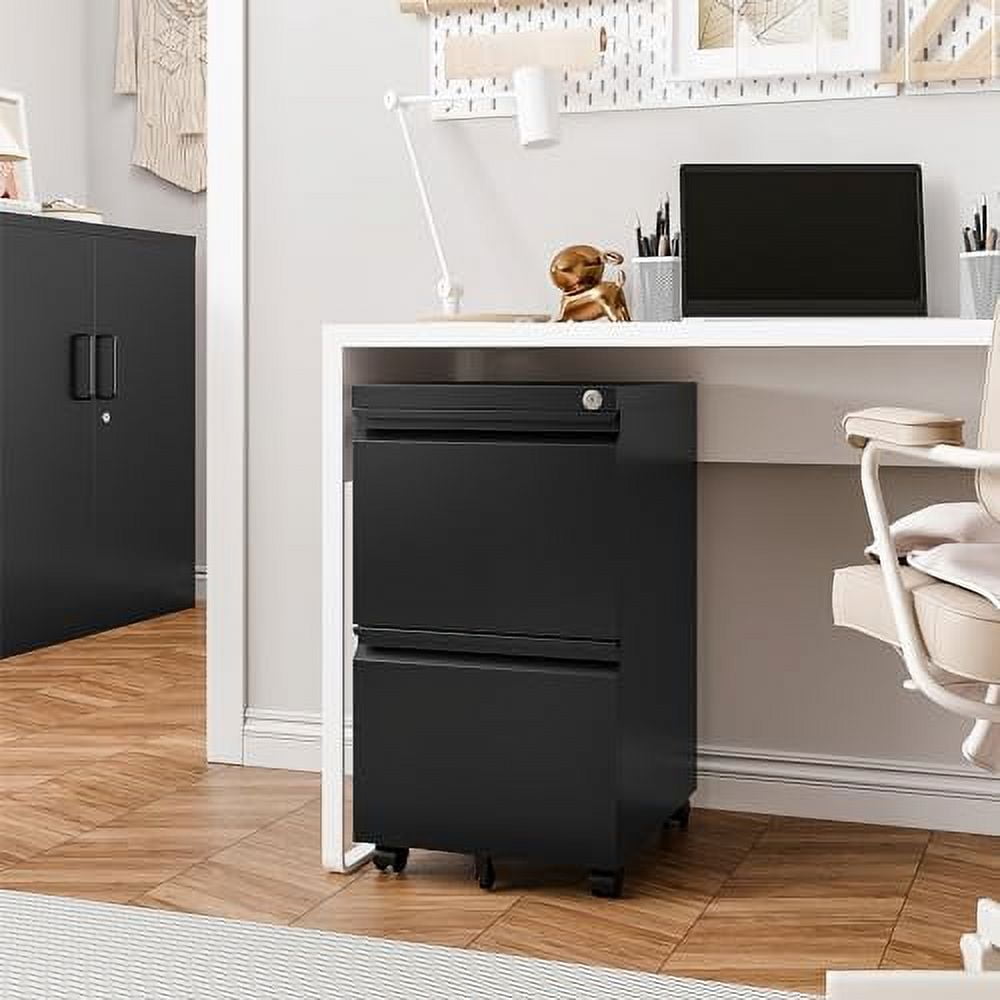 Black Metal 4-Drawer Lockable Vertical File Cabinet