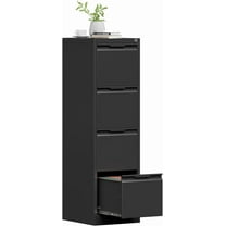 4 Drawer File Cabinet with Lock, 17.8'' Deep Filing Cabinets for Home Office, Black Locking Vertical File Cabinets for Letter/Legal/A4/F4 Size, Assemble Required