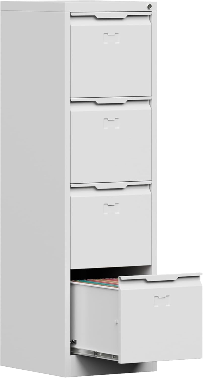 File Cabinet 4-Drawer Locking - Metal Vertical Cabinet For Letter/Legal ...
