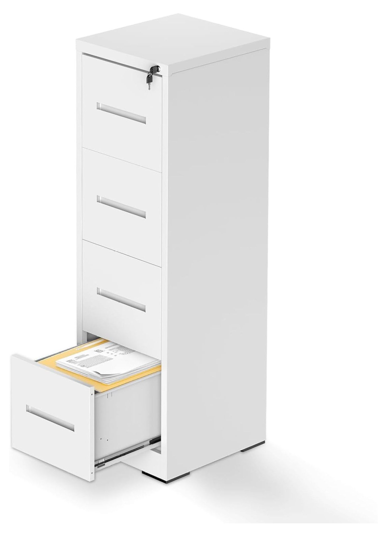 4 Drawer File Cabinet with Lock, Anti-Tip Metal Tall Filing Cabinet ...