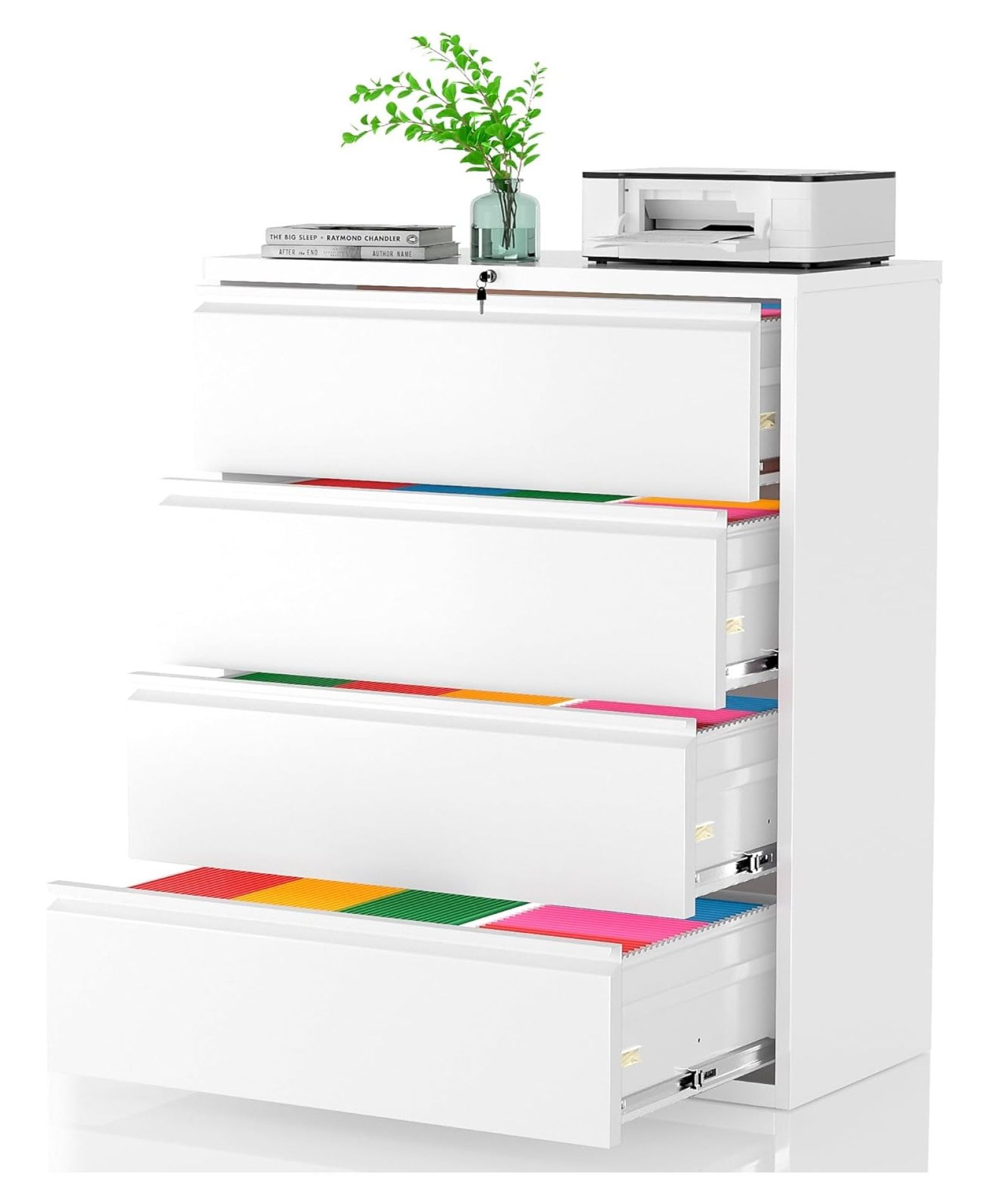 4 Drawer File Cabinet with Lock, Lateral Filing Cabinets for Home ...