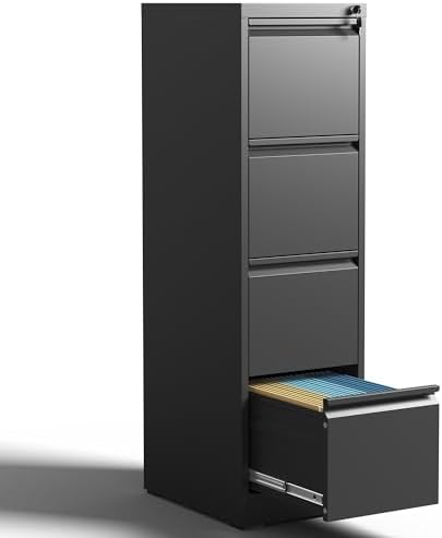4-Drawer Locking Metal File Cabinet - Heavy Duty Vertical Storage For Letter, Legal, A4 & F4 Files