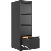 BIZOEIRON 4 Drawer Metal File Cabinet with Lock, Vertical Filing Cabinet for Hanging Legal/Letter Size Files, Black