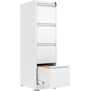 BIZOEIRON 4 Drawer Metal File Cabinet with Lock, Vertical Filing Cabinet for Hanging Legal/Letter Size Files, White
