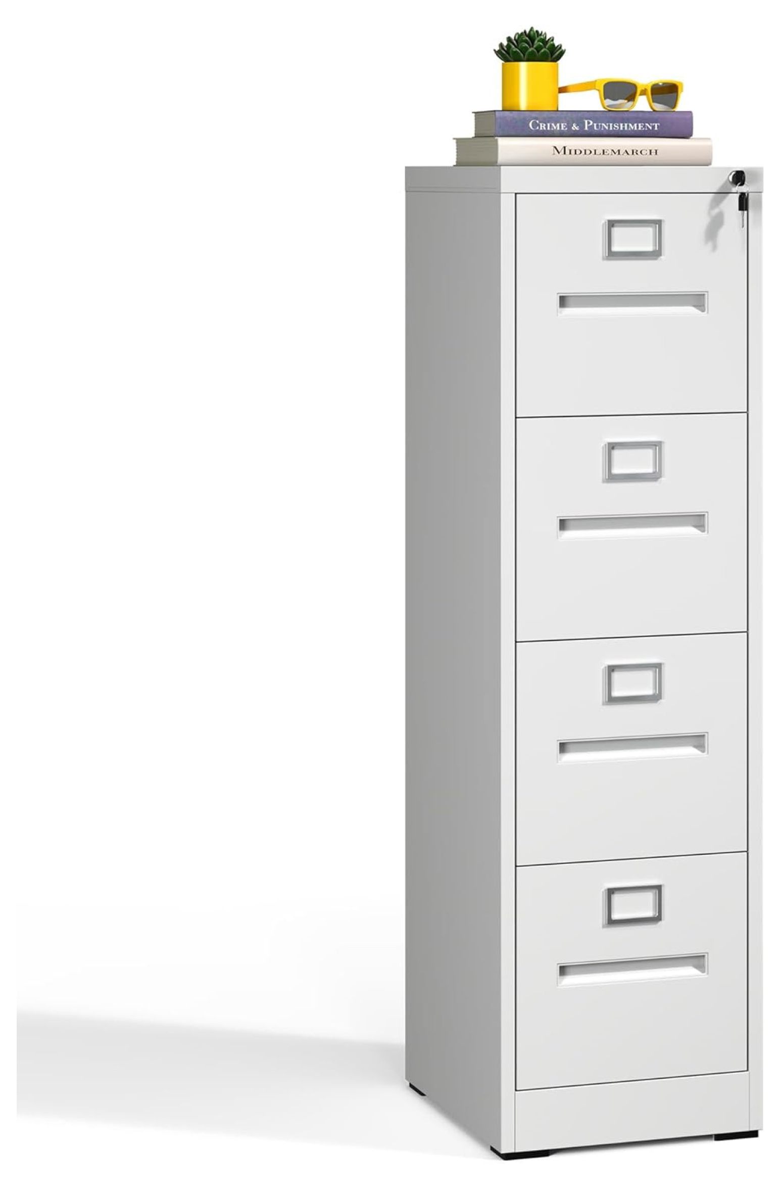 4 Drawer File Filing with Lock,White Vertical