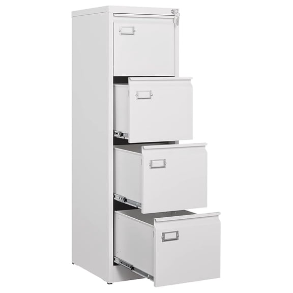 4 Drawer File Cabinet Metal, Locking Filing Cabinet for Home Office, 18" Deep Vertical File Cabinet Steel, Letter/Legal/A4 Size Documents Storage