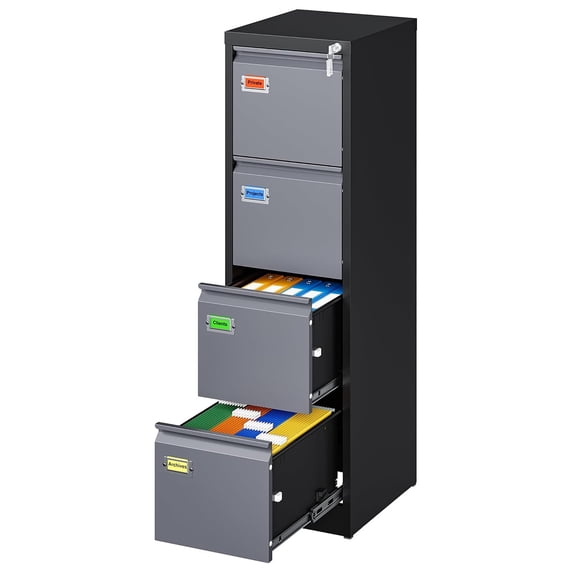 4 Drawer File Cabinet Vertical Metal Filing Cabinet with Lock for Home ...