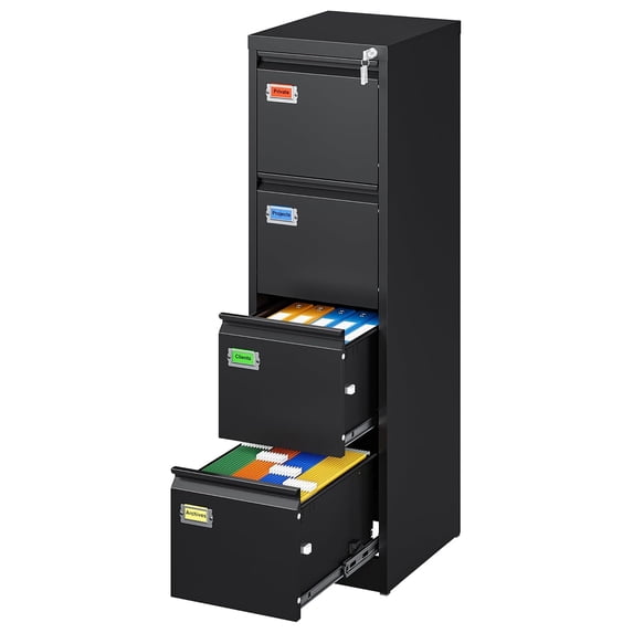 4 Drawer File Cabinet Vertical Metal with Lock Anti-Tip Lockable ...