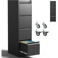 4 Drawer File with Wheels,Metal Mobile Filing with