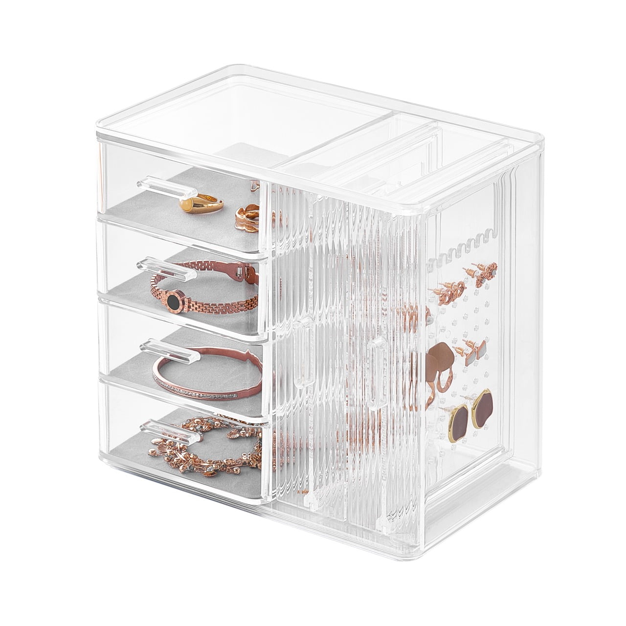 Premium 4-Drawer Jewelry and Earring Organizer Keeps Earrings and Jewelry Organized holds up to 80 Pairs of Earrings