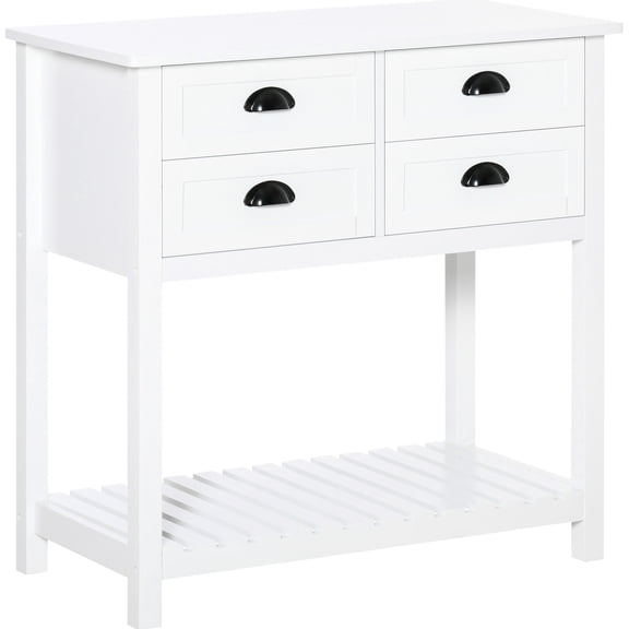 White Sideboard with Anti - Tippling Strap / Safe Storage in Home