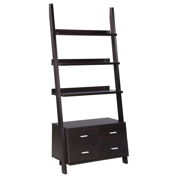 4-Drawer Ladder Bookcase, Cappuccino