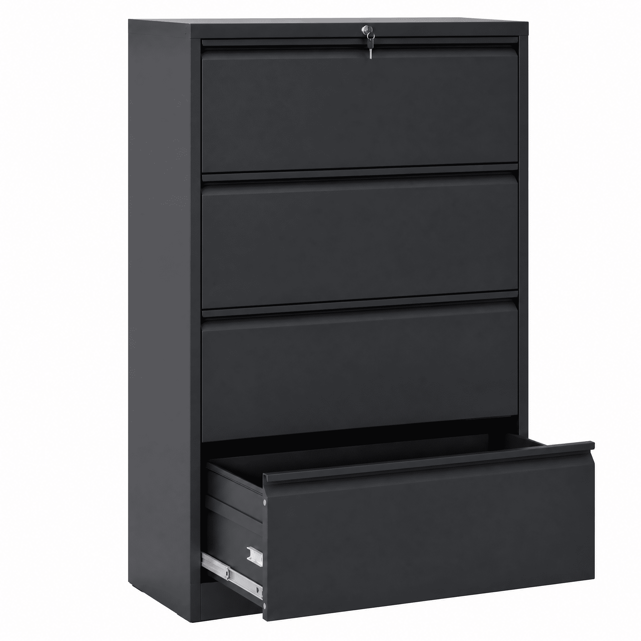 4 Drawer Lateral File Cabinet, Heavy Duty Metal Filing Cabinet, 35.4" Wide Locking File Cabinet for Home Office, Space-Saving Vertical Storage with Anti-Tip Interlock, for Letter/Legal/A4 Files
