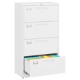 4 Drawer Lateral File Cabinet with Lock, White Metal Horizontal Filing ...