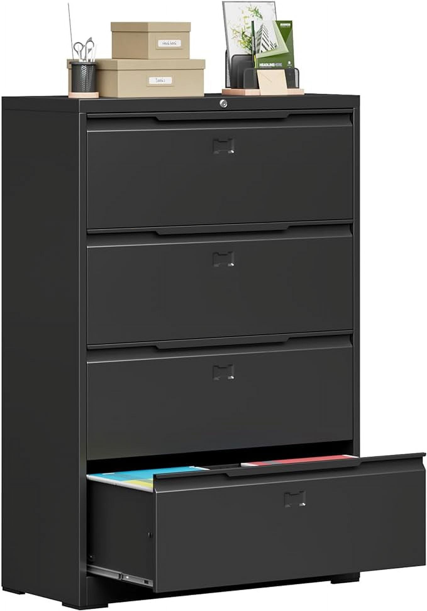 4 Drawer Steel Lateral File with Lock, Office Storage for