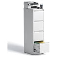 4 Drawer Metal File Cabinet with Lock, White Office Filing Cabinet with ...