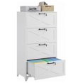 4 Drawer Metal Lateral File Cabinet with Lock and Feet, White 15.75