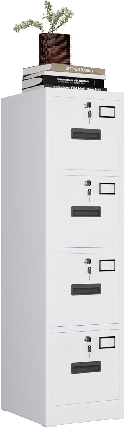 4 Drawer Metal Vertical File Cabinet with 4 Independent Locks, Home ...
