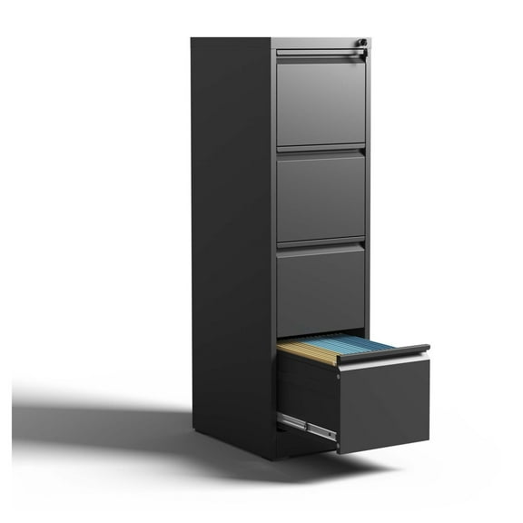 4 Drawer Metal Vertical File Cabinet with Lock, Steel Filing Cabinet for A4/Letter Size, Home Office Use Filing Cabinets