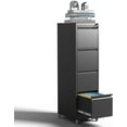 thumbnail image 1 of 4-Drawer Mobile File Cabinet with Lock and Wheels, Tall Vertical Filing Cabinets Steel Rolling Storage Cabinet for Home Office Legal/Letter/A4 Files, Require Assembly (Black), 1 of 6