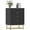 4-Drawer Modern Storage Cabinet, Compact Dresser Organizer for Living Room, Bedroom, and Hallway, Metal Legs, Space-Saving Design,Black