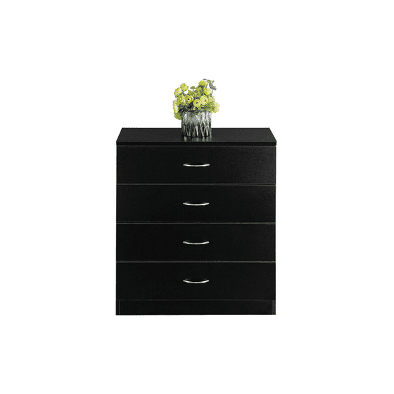 4 Drawer Nightstand, Black Night Stand for Bedroom, Modern 4 Drawer Dresser, Wood Bed Side Table/Night Stand with Drawers for Small Spaces, College Dorm, Kids' Room, Living Room 13" D X 26" W X 29" H