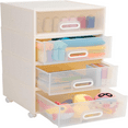 4 Drawer Plastic Drawers Stackable Drawers Clear Cart with Wheels for