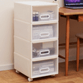 4 Drawer Plastic Drawers Stackable Drawers Clear Cart with Wheels for