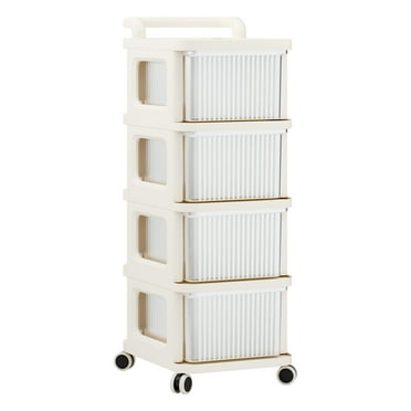 4 Drawer Plastic Storage Cart, Plastic Rolling Cart with Visible Drawers