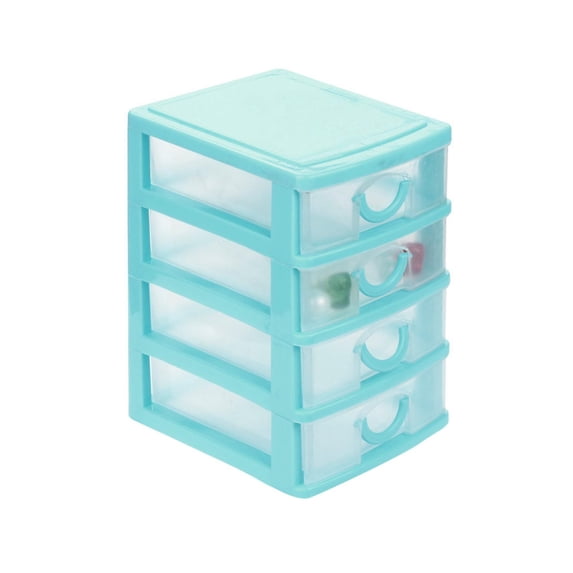 4 Drawer Plastic Storage Organizer, Clear Plastic, 7X5X10 In, Sky Blue ...