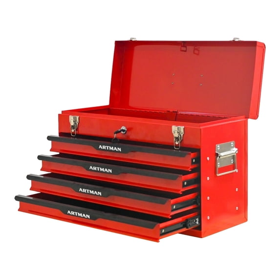 4-Drawer Portable Steel Tool Box, 20 inch Lockable Metal Tool Chest with Ball-Bearing Slides,Tool Storage Cabinet for Father's Garage Workshop