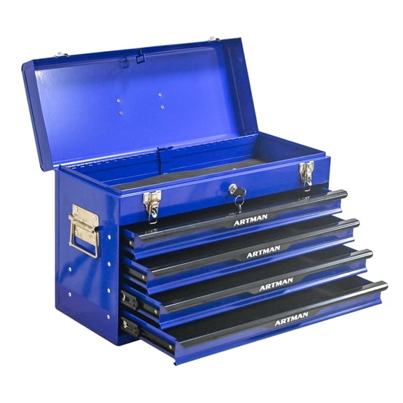4-Drawer Portable Steel Tool Box, 20 inch Lockable Metal Tool Chest with Ball-Bearing Slides,Tool Storage Cabinet for Father's Garage Workshop