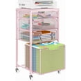 thumbnail image 1 of 4 Drawer Rolling File Cart Under Desk Storage, File Cabinets for Home Office, Mobile Filing Cabinet, Hanging File Organizer with Wheels, Utility Cart Printer Stand, Pink (Patent Pending), 1 of 14