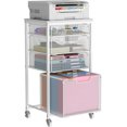 thumbnail image 1 of 4 Drawer Rolling File Cart with Wheels, Mobile Filing Cabinet for Home Office, Hanging File Organizer, Under Desk Storage, Multifunctional Utility Cart Printer Stand, White (Patent Pending), 1 of 15