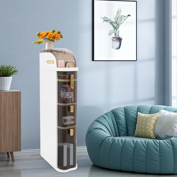 4-Drawer Rolling Storage Cabinet, Waterproof Injection Molding Storage Unit For Sundries Organization