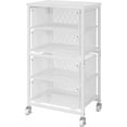 thumbnail image 1 of 4-Drawer Rolling Storage Cart, Utility Cart with Drawers, White Metal Craft Cart Organizer with Wheels & Wooden Top, Art Supply Storage Organizer for Classroom, Office, Kitchen,Patent Pending, 1 of 16