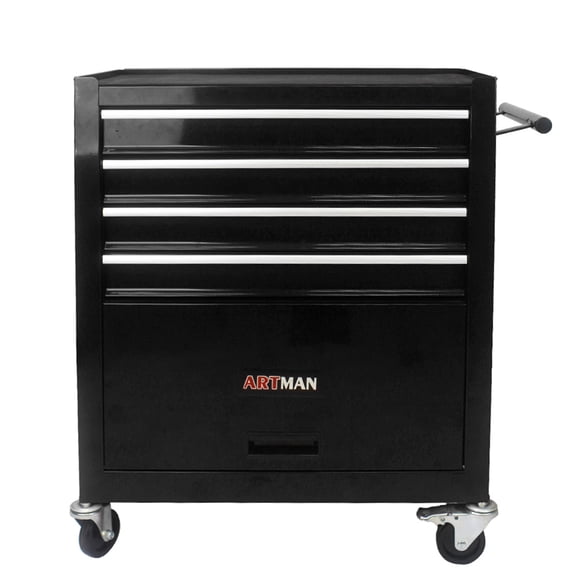 4-Drawer Rolling Tool Cart with Wheels, Heavy-Duty Steel Tool Cabinet with Locking Casters, Black Multi-Functional Utility Cart for Garage & Workshop