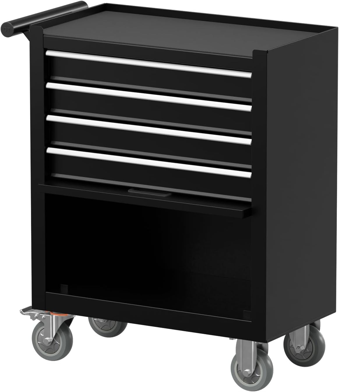 4 Drawer Rolling Tool Cart, Metal, Key Lock, Interlocking, for Garage