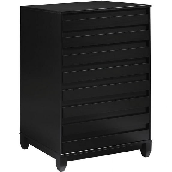4-Drawer Solid Wood Contemporary Bedroom Chest in Black