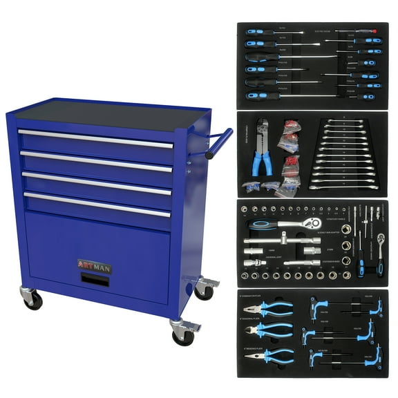 4-Drawer Steel Tool Chest with Tool- Heavy-Duty Lockable Cabinet for Garage/Workshop