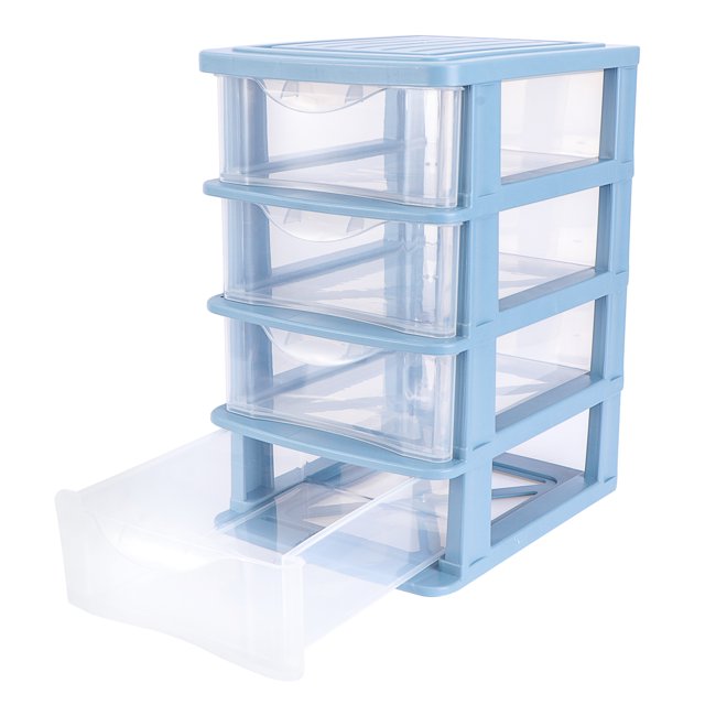4 Drawer Tower Organizer Storage Office Box, Blue